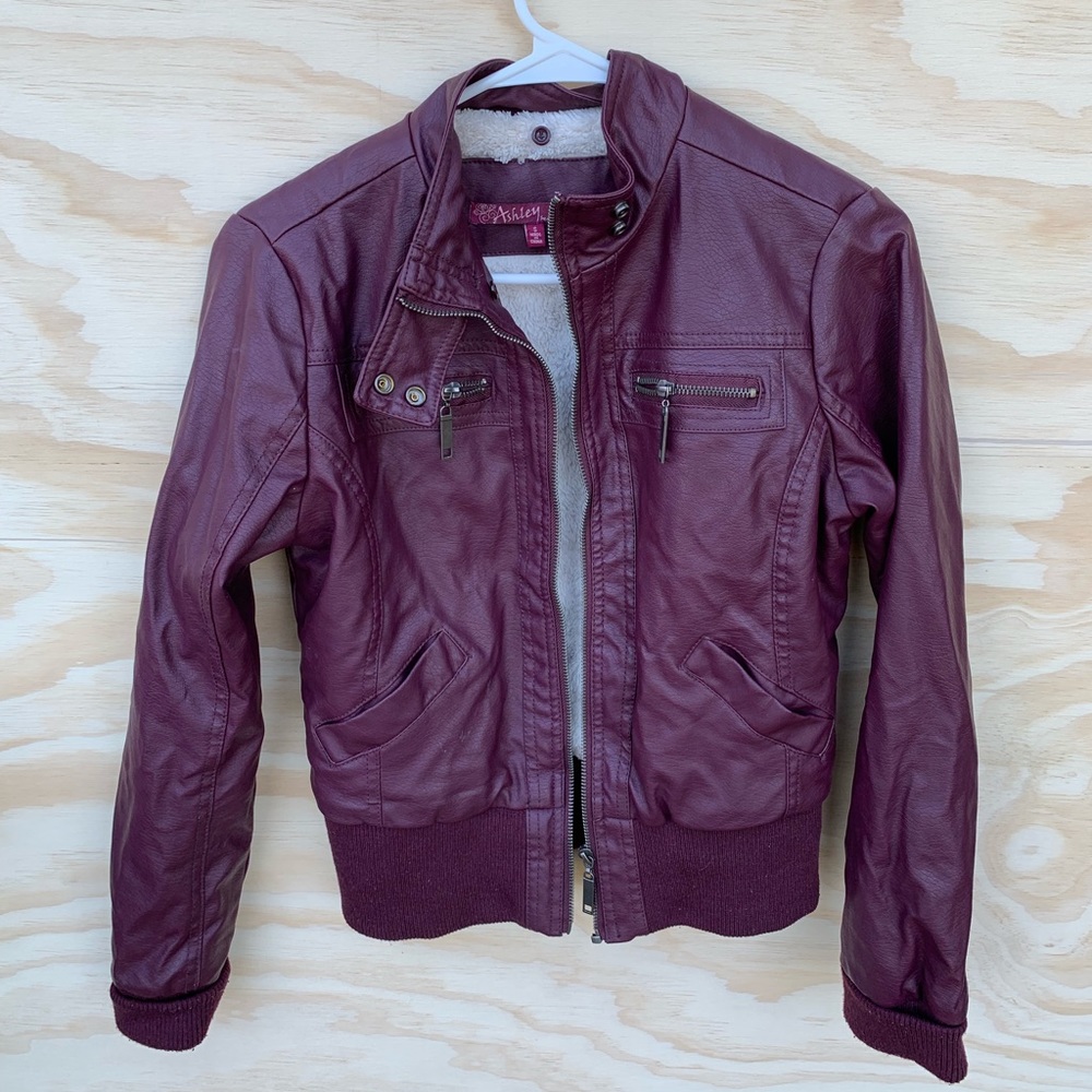 maroon leather jacket